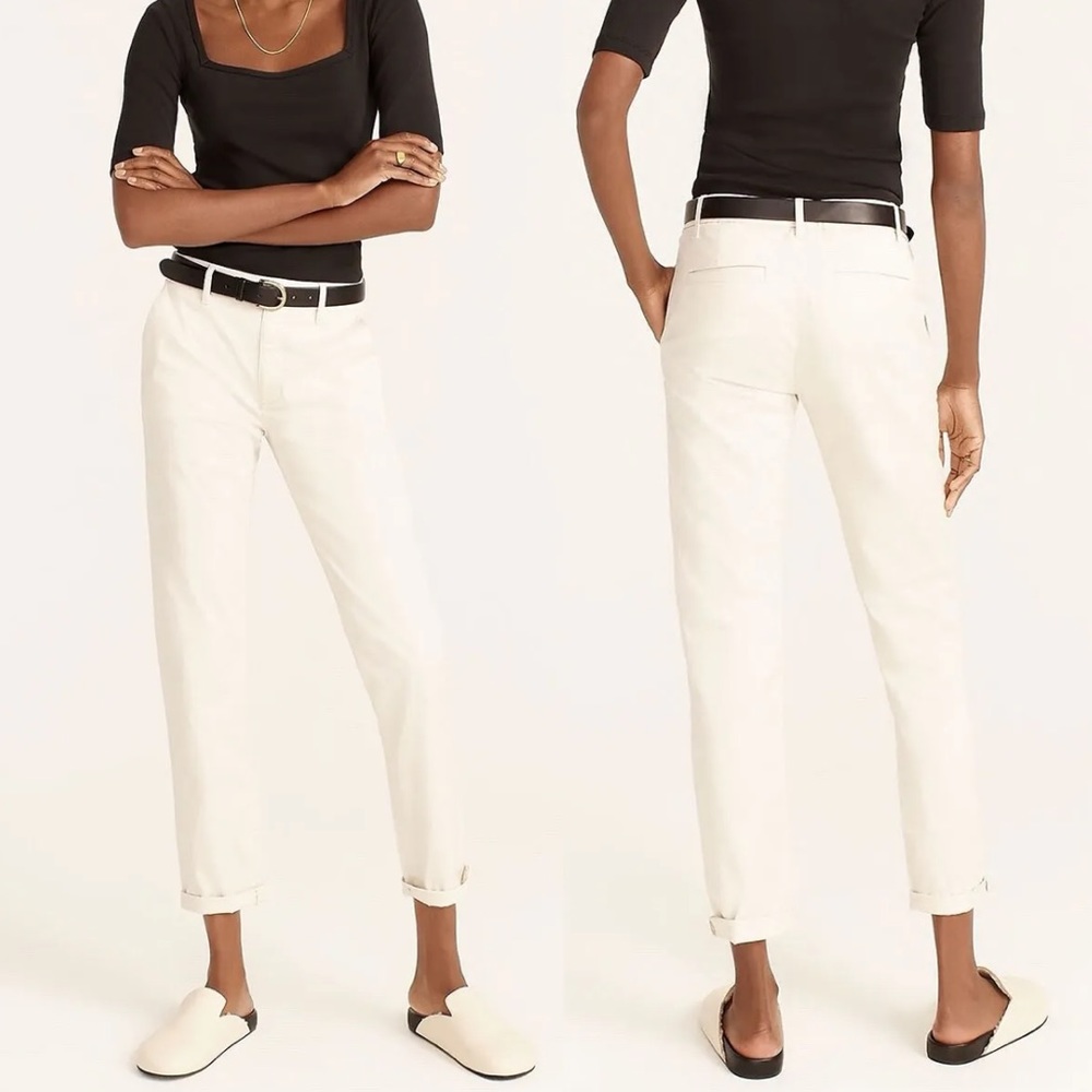 NWT J Crew Slim Boyfriend Chino in Natural (Cream/Beige) Women’s size 24 Petite